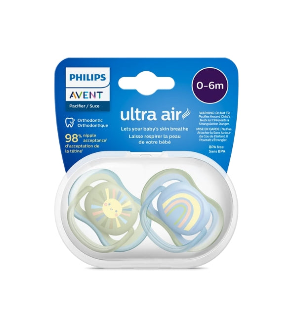 Philips Avent sucette Ultra Air 0-6 mois garçon SCF085/58 – sucette dans son emballage