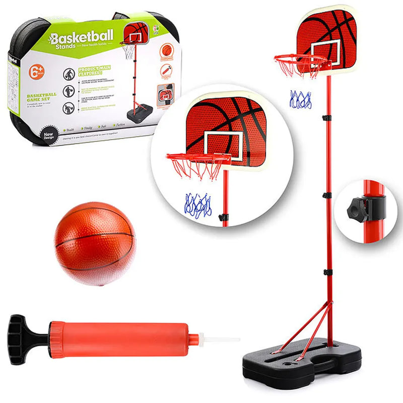 Canasta de Baloncesto Ajustable con Balón y Bomba - 6A+