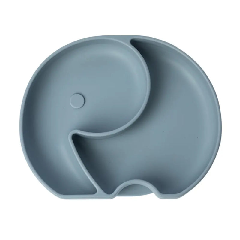 YUMMY Silicone Elephant Plate with Suction Cup 4M+ - Pastel Blue