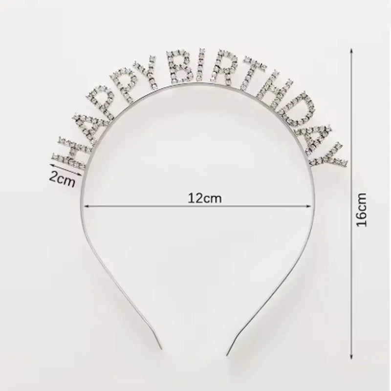 Diadema Feliz Cumpleaños con Strass - Plata