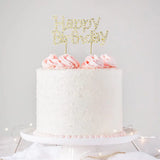Cake Topper Happy Birthday Métal et Strass – Doré
