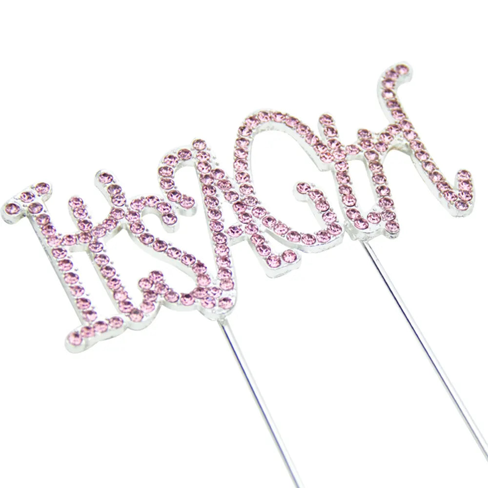 Cake Topper It’s a Girl Métal et Strass – Rose