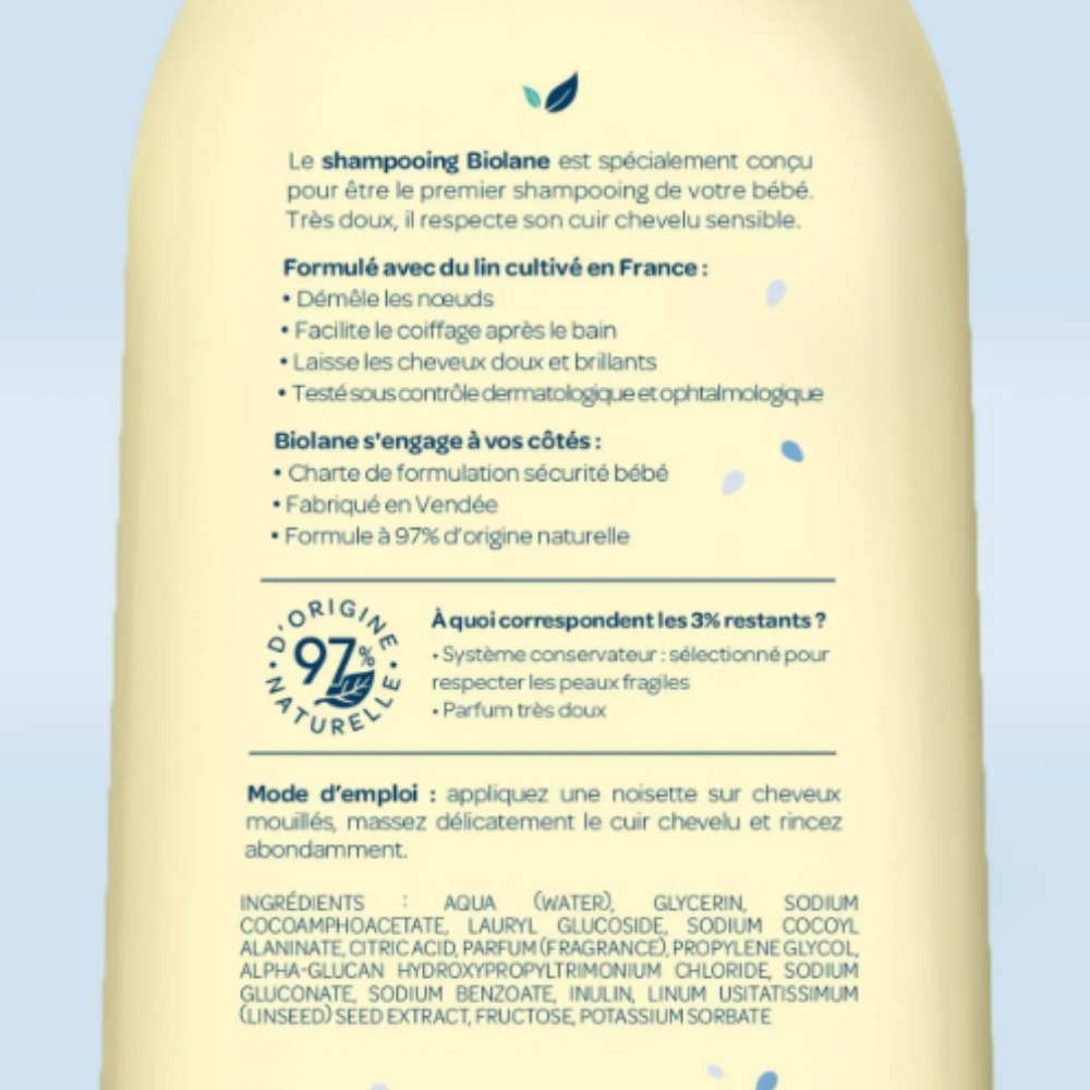 Biolane Shampooing Doux au Lin pour Bébé – 350 ml
