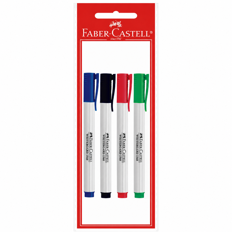 Faber-Castell Boîte de 4 Marqueurs Tableau Tête Ronde