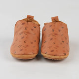 Cuteshez Chaussons Bébé Cuir – Fleur Imprimé Camel