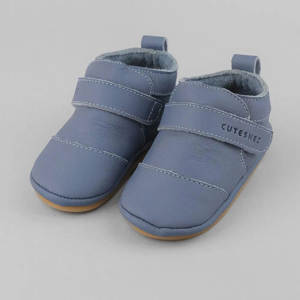 Cuteshez Chaussons Bébé Cuir Modèle GO – Bleu