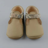 Cuteshez Leather T-Strap Shoe - Beige Flower