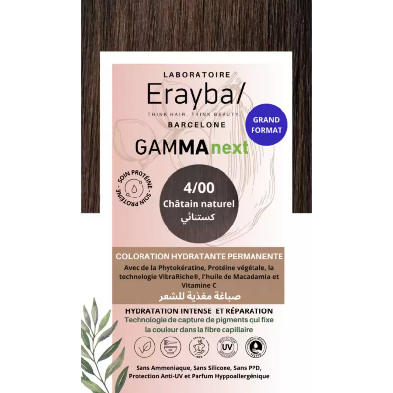 Erayba Gamma Next Coloración 4/00 Castaño Natural Coloración Hidratante Permanente