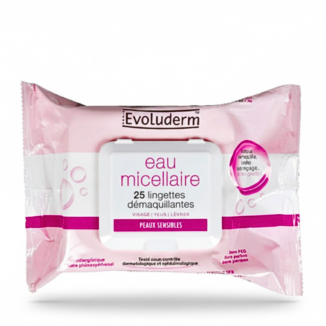 Paquet de 25 lingettes démaquillantes micellaires Evoluderm