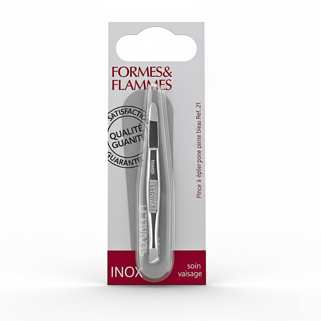 Formes & Flammes Pince à Épiler Acier Chromé Mors Biais 8cm