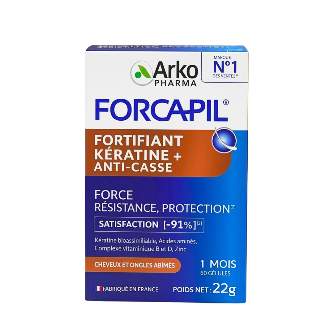 Boîte Forcapil Kératine+ Anti-Casse 60 gélules Arkopharma