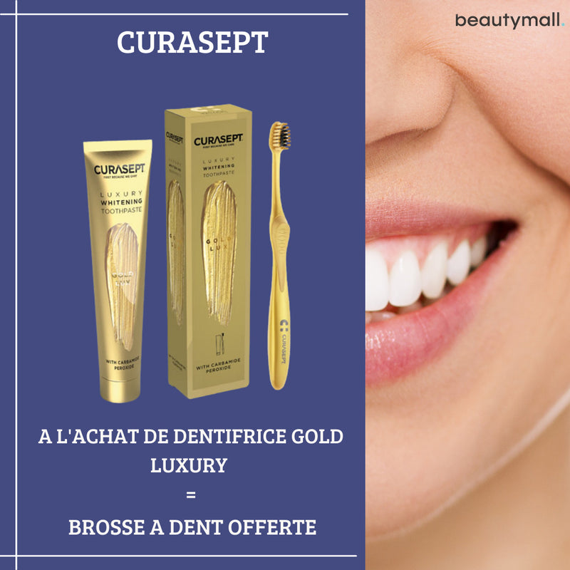 CURASEPT GOLD LUXURY WHITENING TOOTHPASTE 75ML + Toothbrush