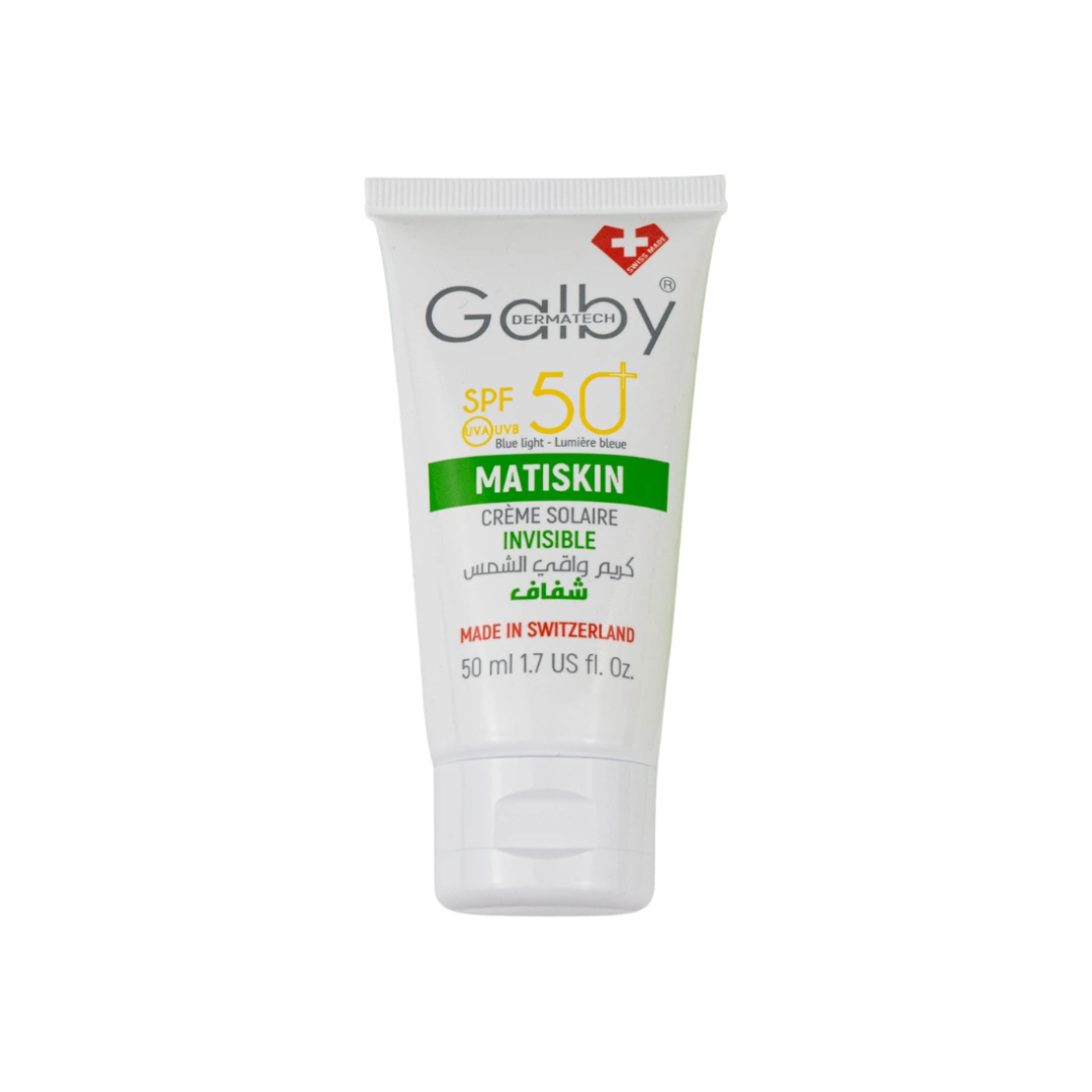 Tube Galby Dermatech Matiskin Crème Solaire Invisible SPF50+ 50 ml