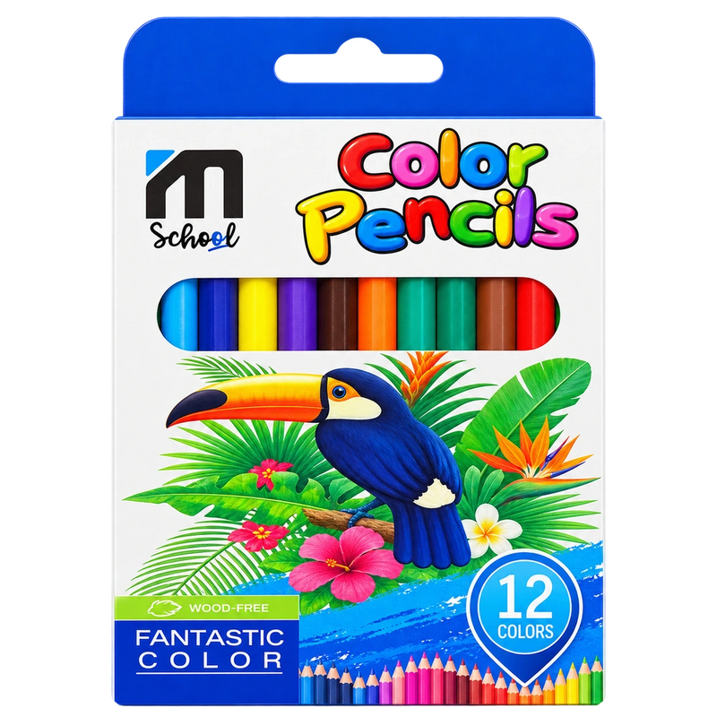 M.School Boîte de 12 Crayons de Couleur