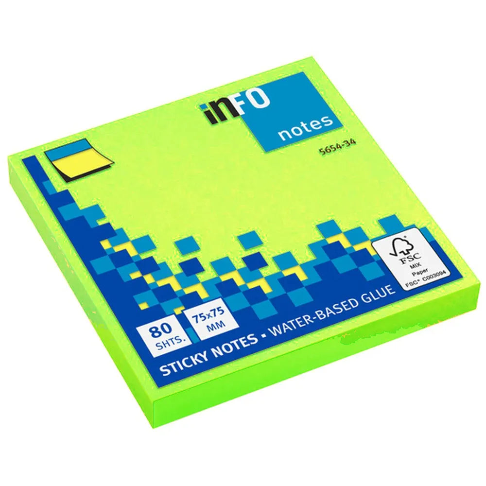 Info Notes Post-it Carrés 75x75 mm - Vert
