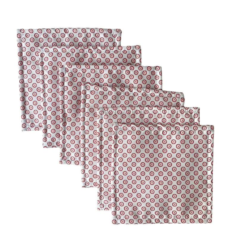 Paquete de 6 toallitas de tela para alfombras de bebé - Dots to Red