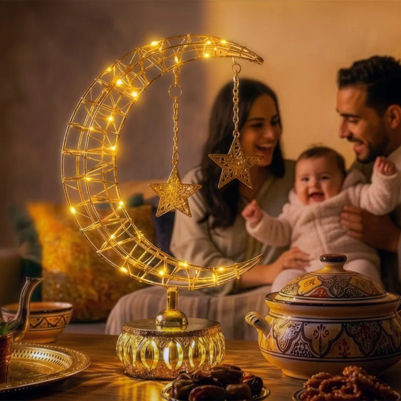 Metal LED Table Lamp 31x9 cm - Moon & Star