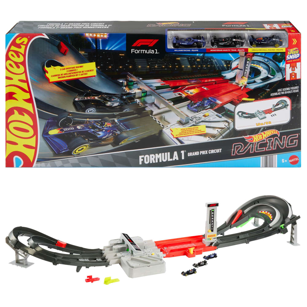 Mattel Hot Wheels Racing Circuit Grand Prix F1 avec 3 Voitures – 5A+