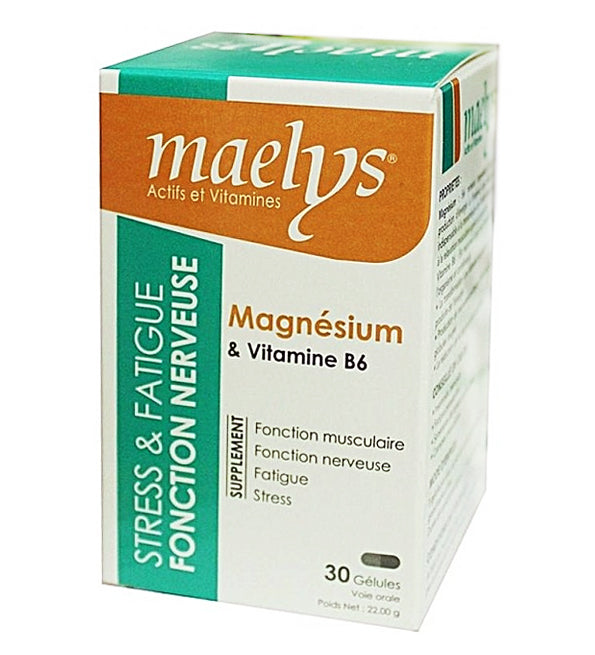 Maelys magnésium et vitamine B6 30 gélules – boîte