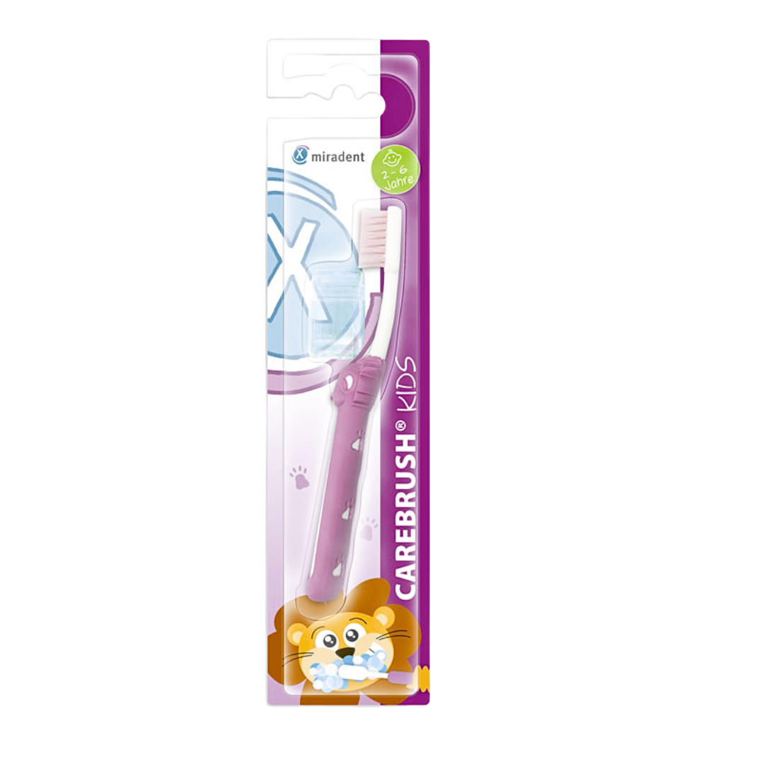 Miradent brosse à dents Carebrush Kids rose – vue du produit