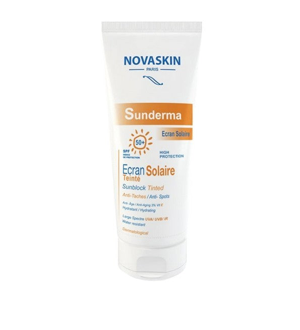 Novaskin Sunderma Écran Teinté SPF50+ 50 ml – tube de crème solaire teintée visage