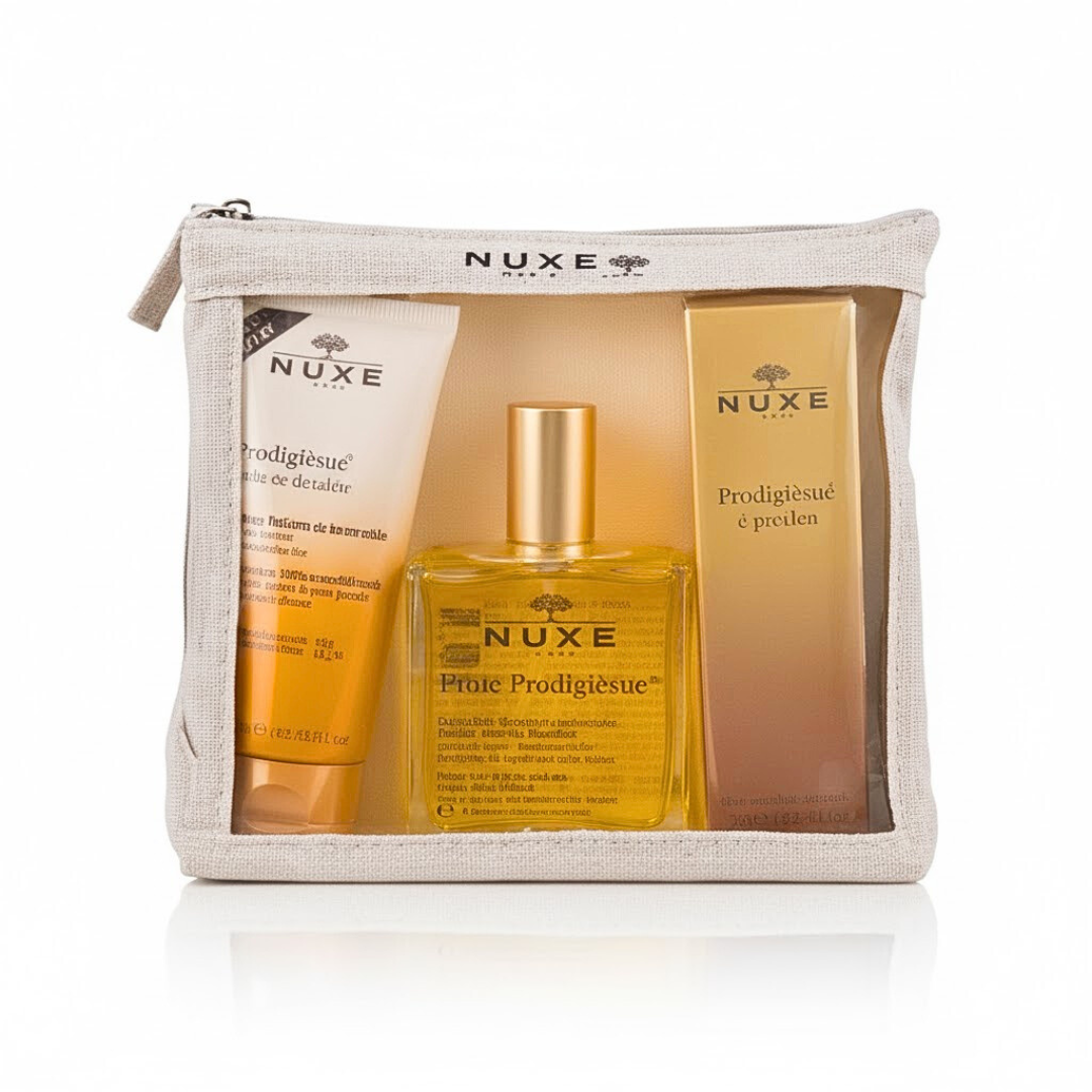 Trousse Nuxe Prodigieux – huile de douche, Huile Prodigieuse et parfum