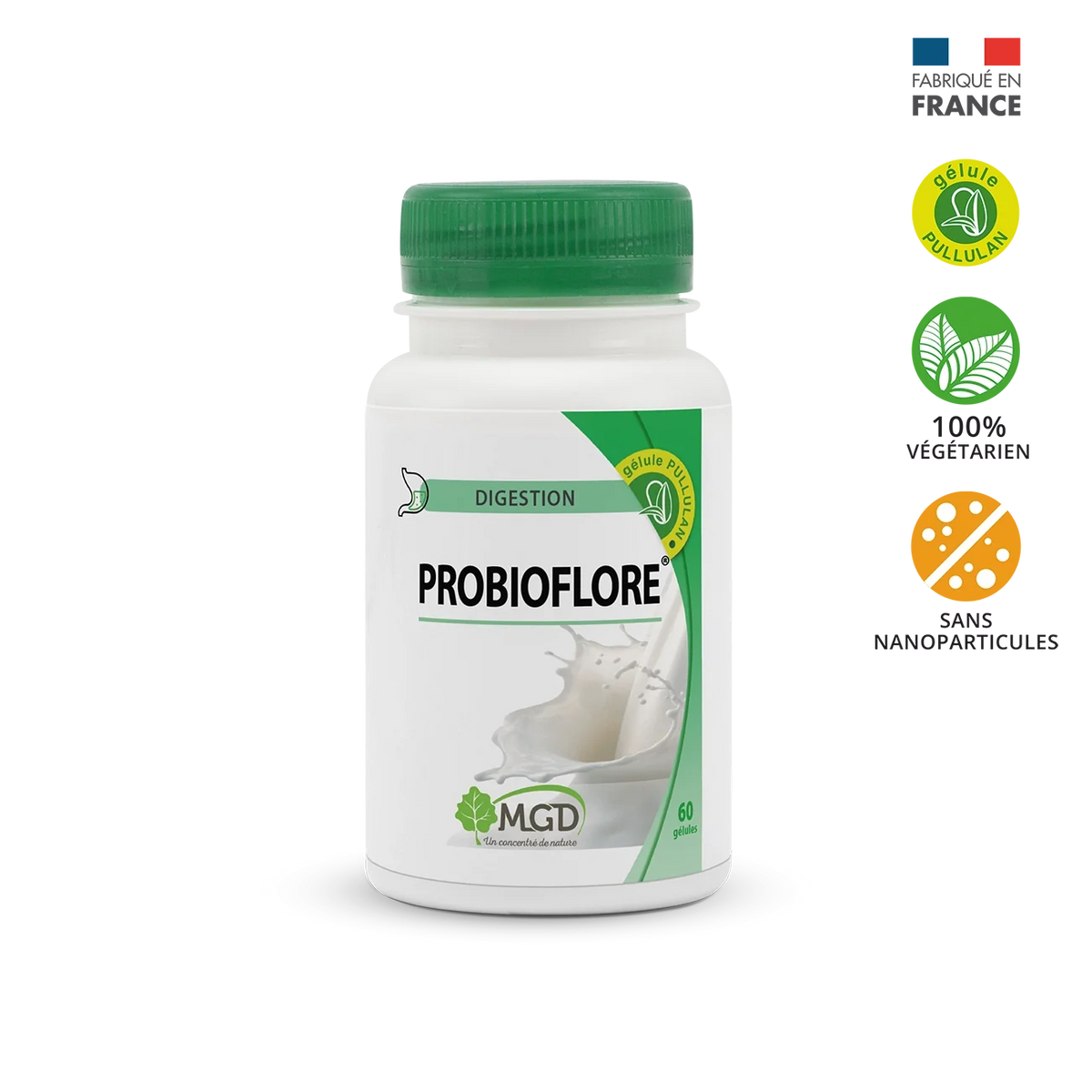 MGD Nature Probioflore 60 gélules – flacon du complément alimentaire aux ferments lactiques