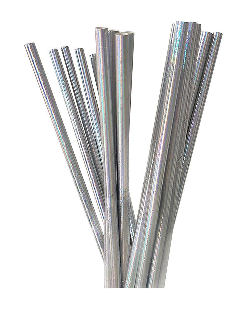 Set of 25 Disposable Paper Straws - Gray