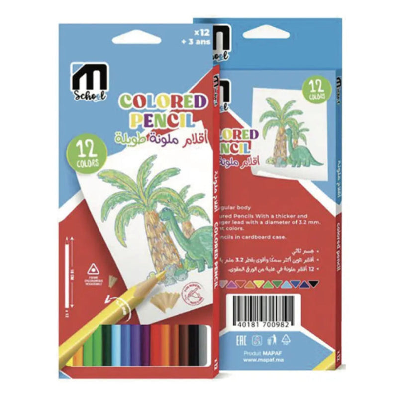 M.School Box of 12 Triangular Colored Pencils