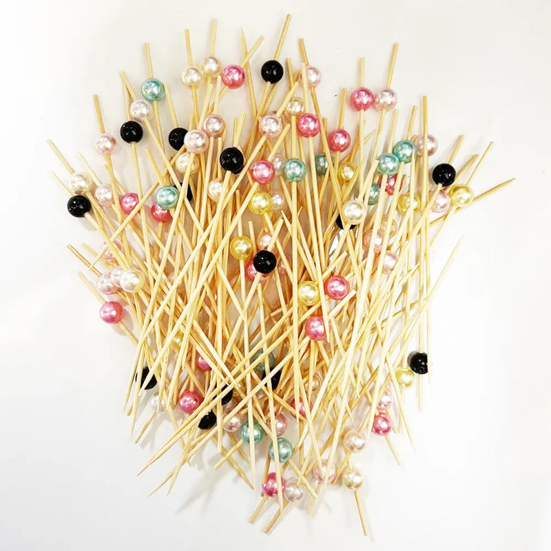 Set of 100 Wooden Cocktail Sticks - Multicolored