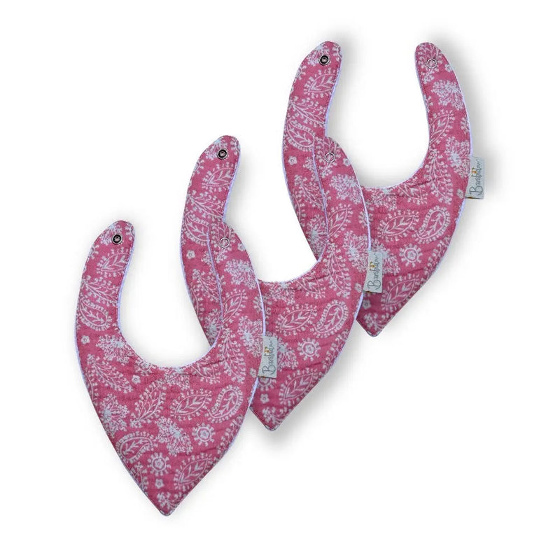 Bambidou Pack 3 Bavoirs Bandana Gaze Rose