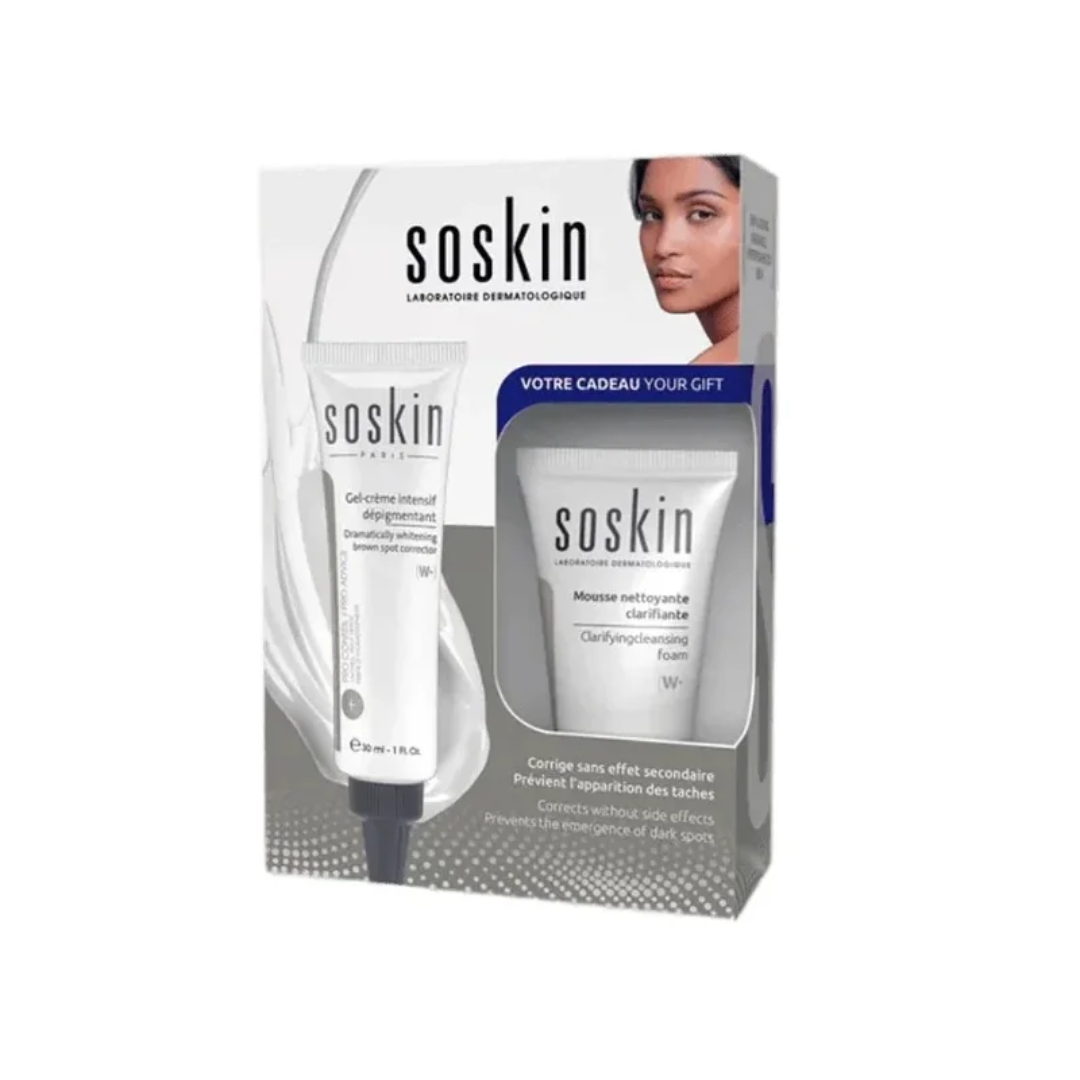 Soskin Pack Gel-Crème Dépigmentant 30 ml et Mousse Nettoyante 30 ml – coffret