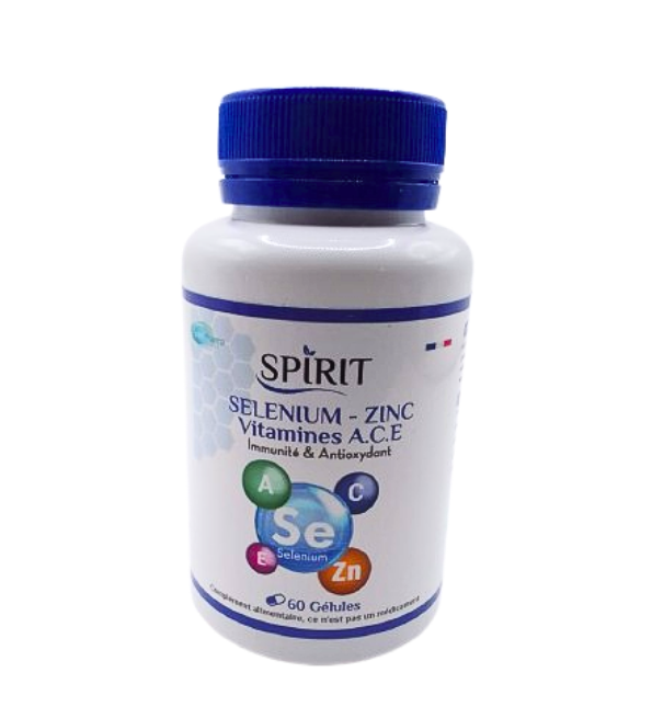 Boîte Spirit Sélénium Zinc Vitamines A, C, E 60 gélules