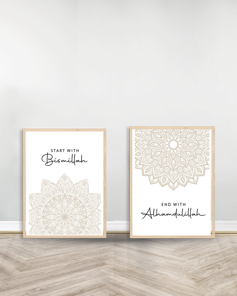 Set of 2 decorative paintings - Start | End - Wood