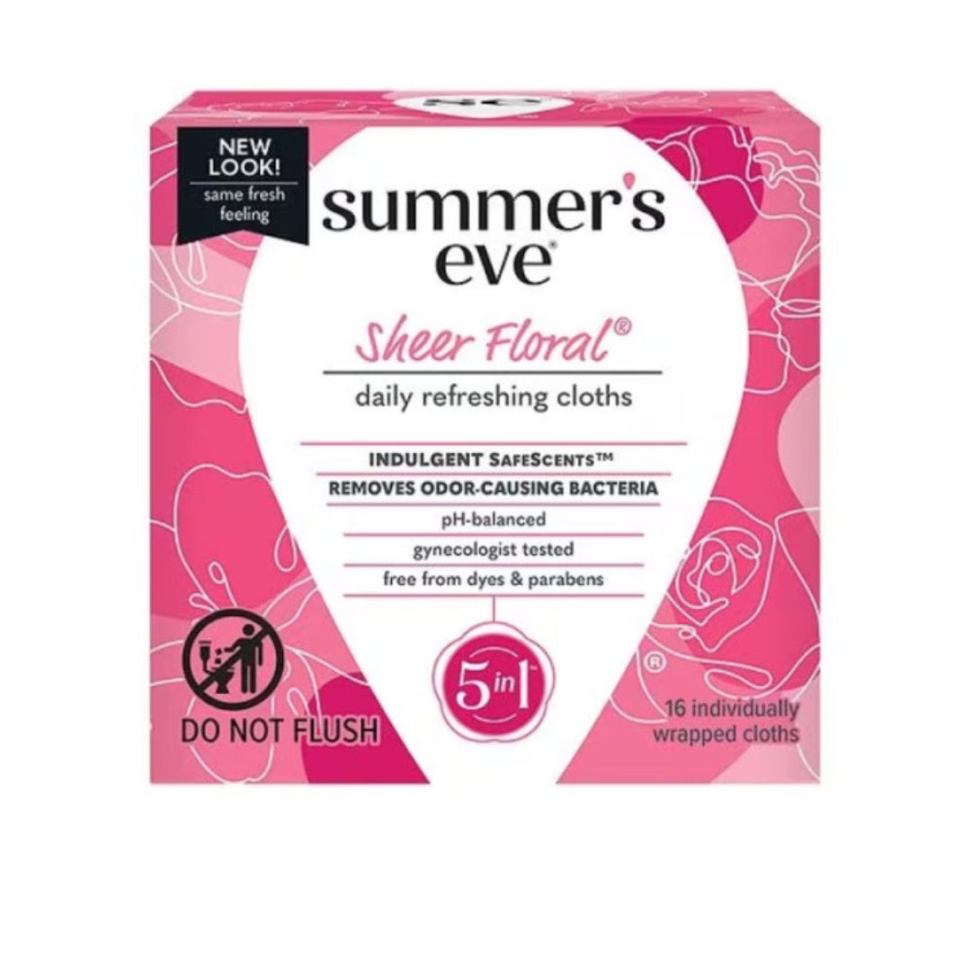 Summer’s Eve Sheer Floral lingettes nettoyantes intimes – paquet de 16