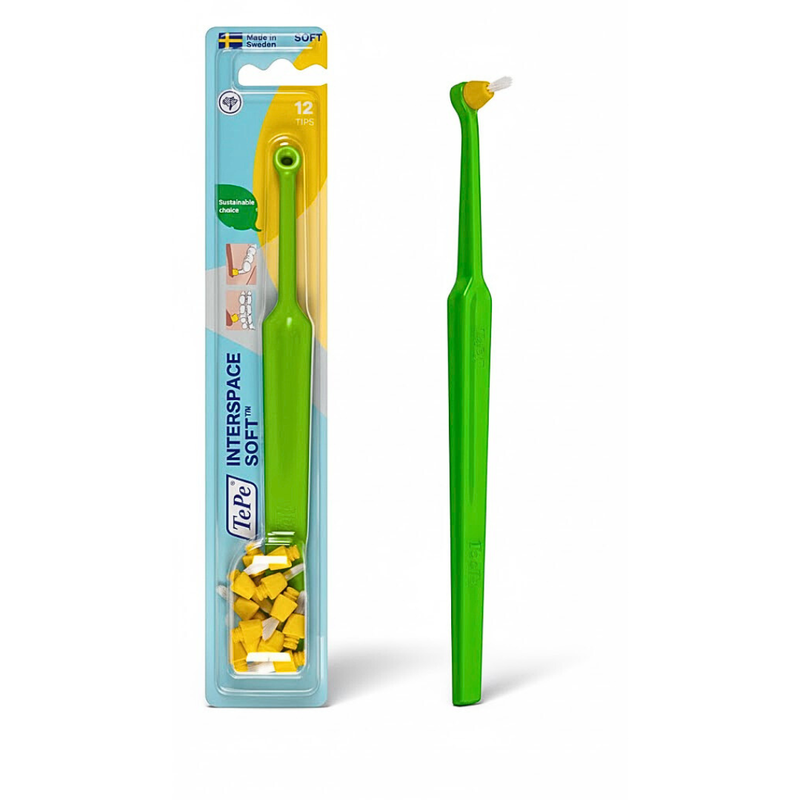 TePe Cepillo de Dientes Interspace Suave – 1 Mango + 12 Piezas