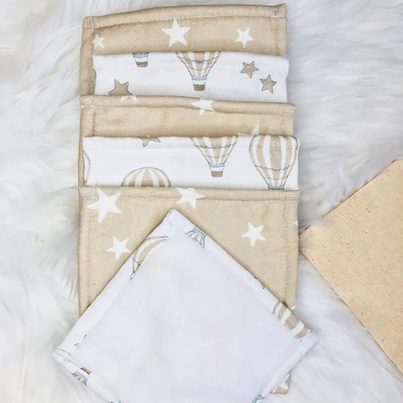 Babymat Set de 6 Toallitas de Tela - Globo Aerostático Beige