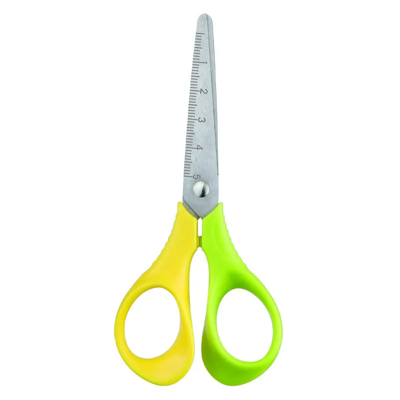 M.School Tijeras de Punta Redonda 13 cm - Verde y Amarillo