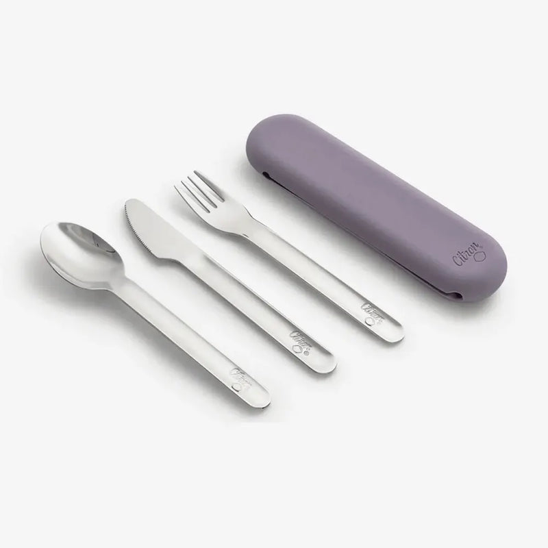 Citron Set de Cubiertos con Estuche de Silicona – Violeta