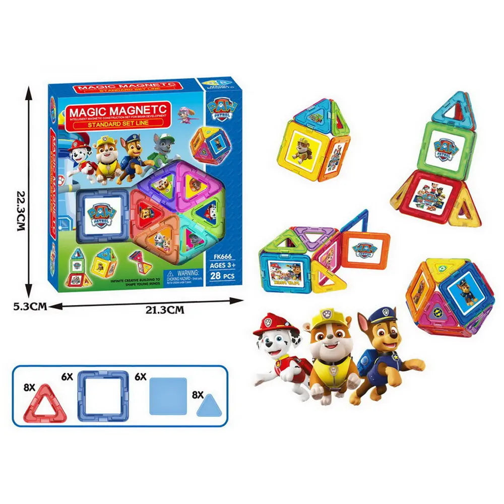 Bloc de Construction Magnétique Paw Patrol - 26 Pièces - 3A+