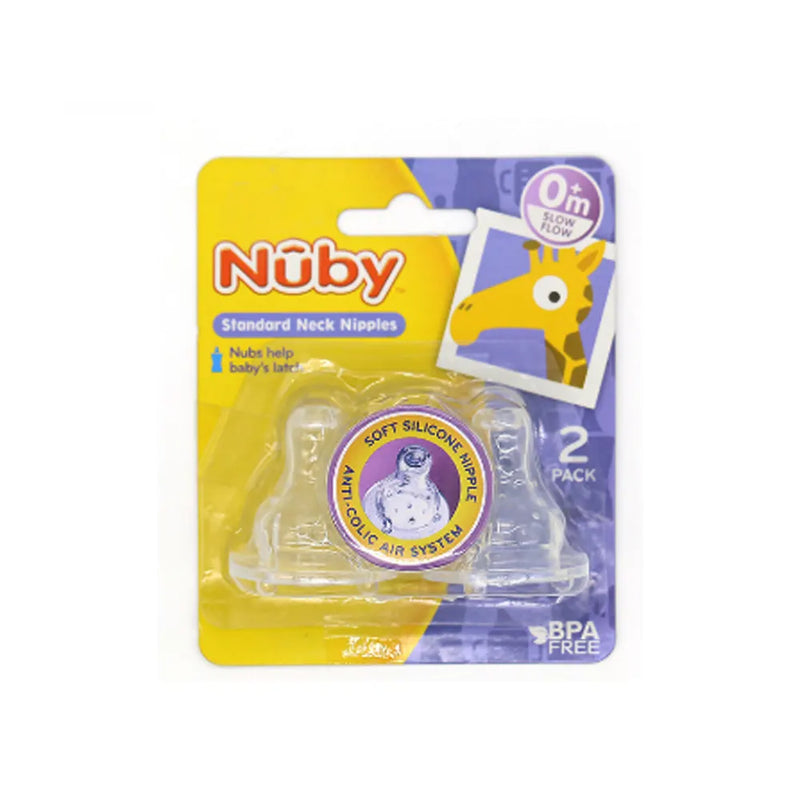 Nuby Lot de 2 Tétines de Remplacement à Col Standard 0M+