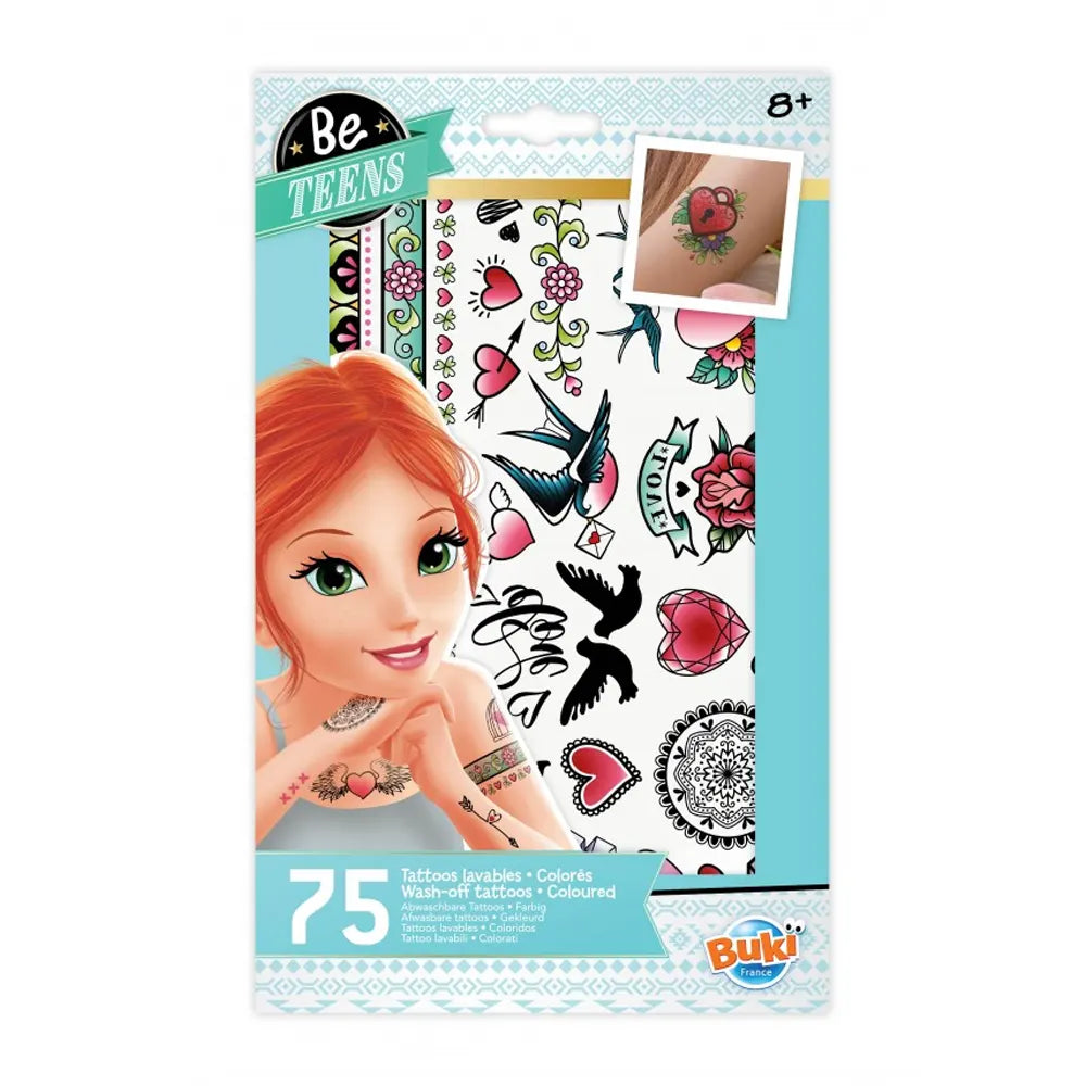 Buki 75 Tatuajes Temporales Coloreados – 8A+