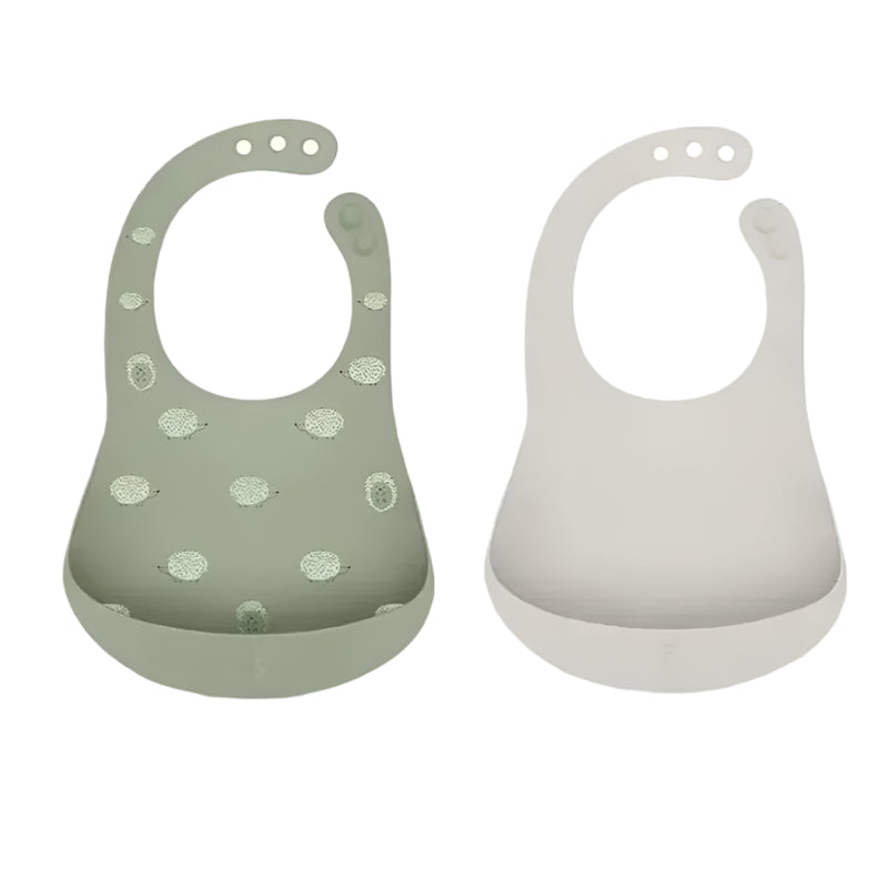 Suavinex Lot de 2 Bavoirs en Silicone 4m+ - Vert & Gris