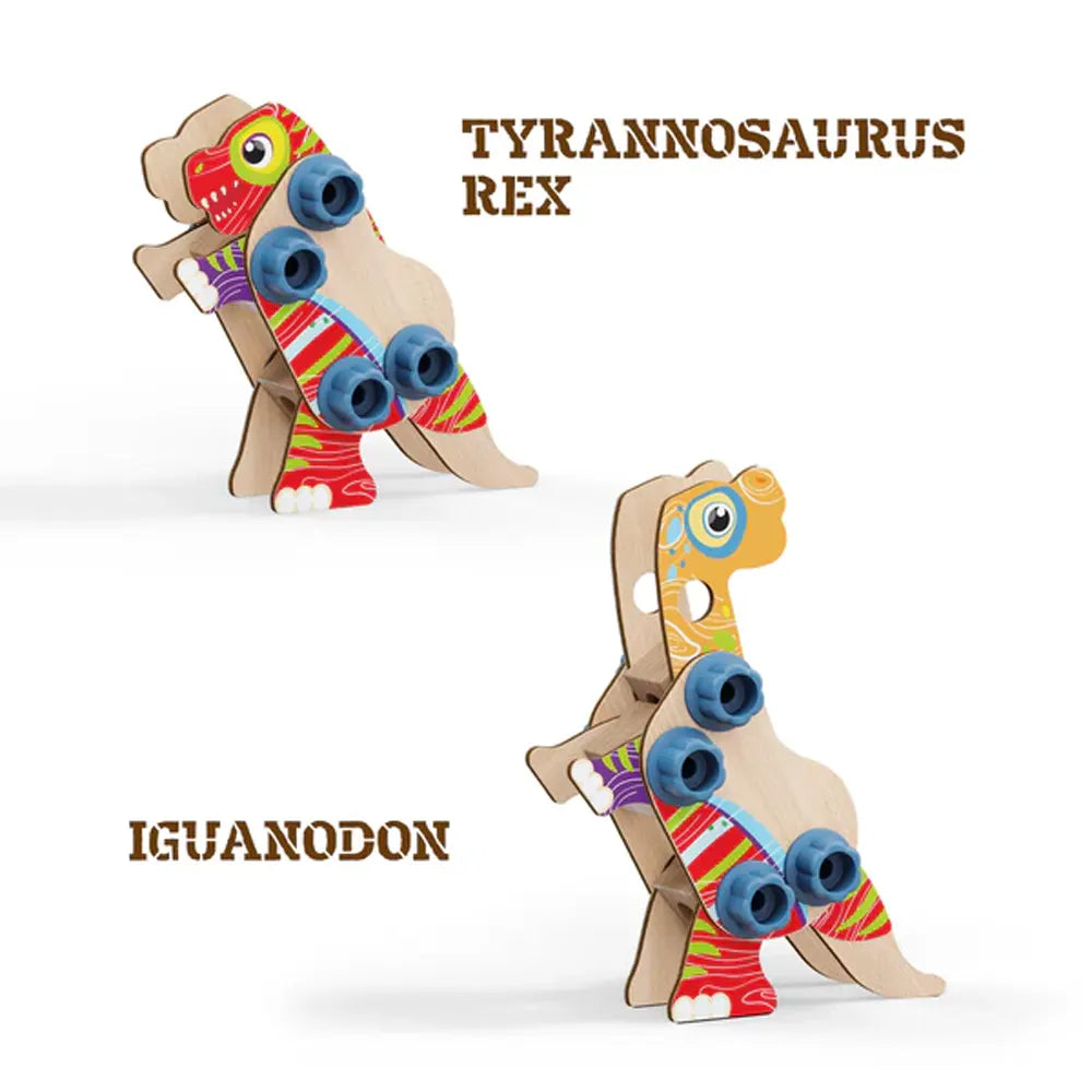 Quercetti Jeu de Construction en Bois Assemblage Dinosaure - 3A+