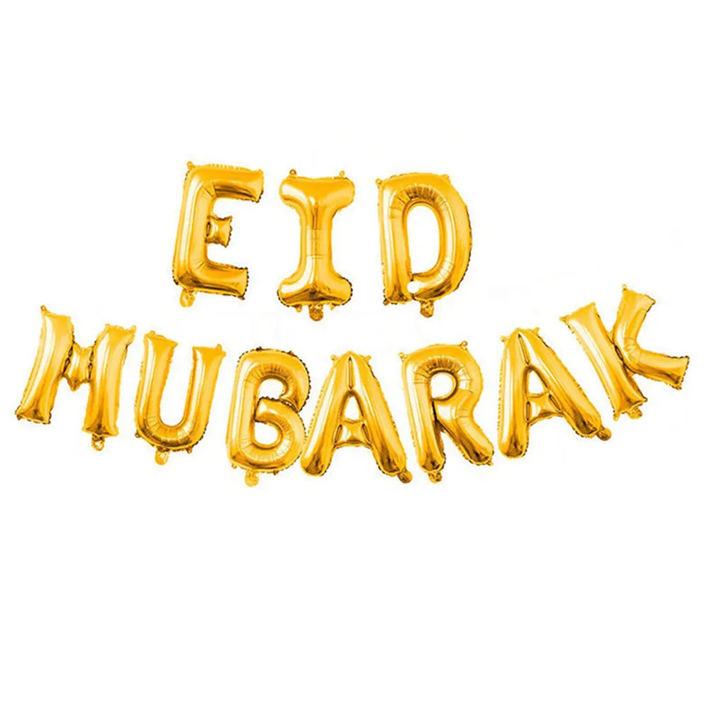 لافتة عيد مبارك من الألومنيوم 10 قطع – ذهبي