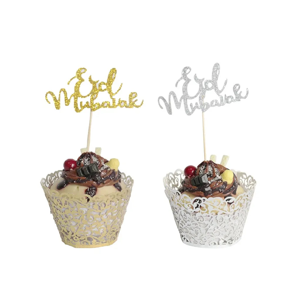 Topper et Caissettes Artistiques de Cupcakes pour Aïd – Doré