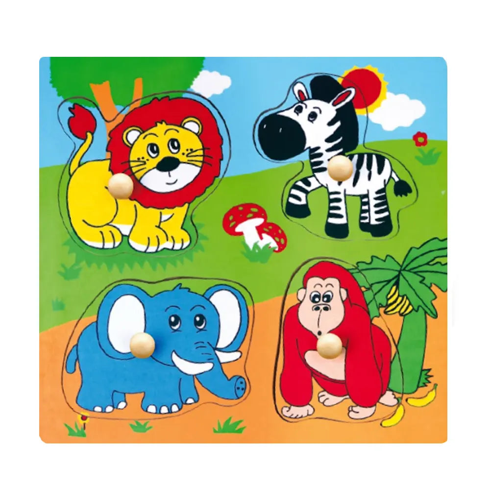 Viga Toys Rompecabezas Plano de Madera con Pomo Grande Jungla - 12M+