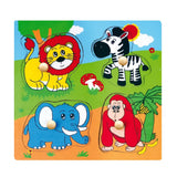 Viga Toys Rompecabezas Plano de Madera con Pomo Grande Jungla - 12M+