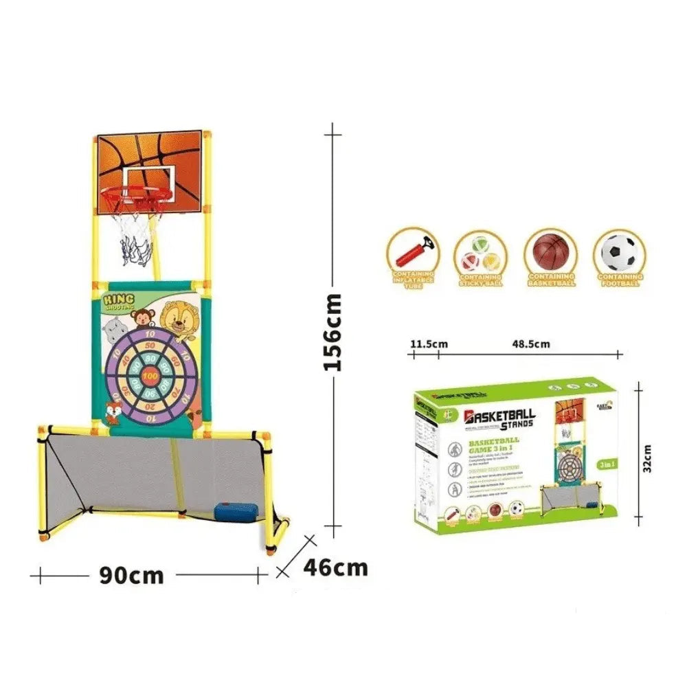 Jeu Sportif 3-en-1 pour Enfants – Basket & Cible & Football