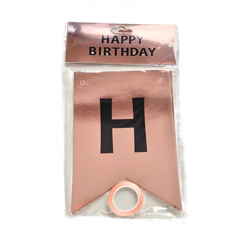 Banner de feliz cumpleaños - Oro rosa